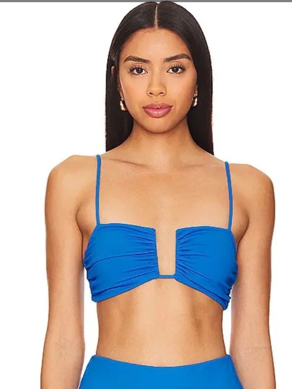 NWT Susana Monaco Wire Bikini Swim Top XS Cobalt Blue U-Wire Ruched Made USA
